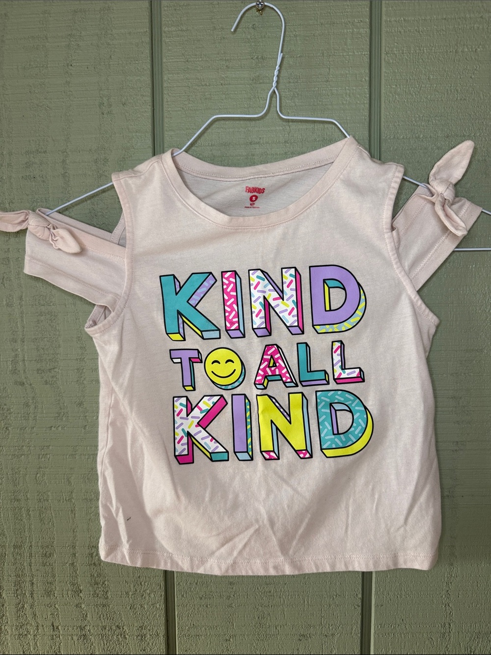 fabkids Light Pink Cold-Shoulder Tank with Colorful 'KIND TO ALL KIND' Graphic